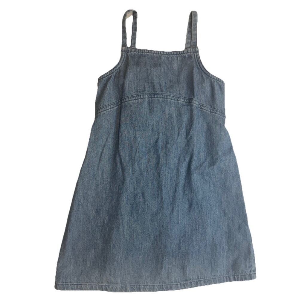 Old Navy Girls Denim Dress Size 5 Blue Sleeveless Smocked Back Cotton